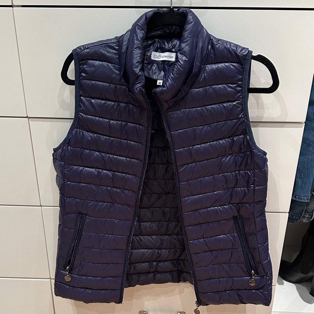 Moncler style Dark Blue Quilted Puffer Vest 42/Small